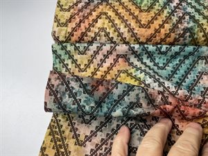 Poplin - unik batik i orange med zig zag